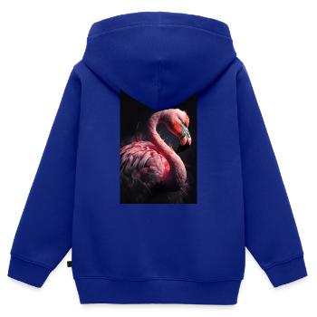 Flamant rose Flamants roses Animal Oiseau Drôle - Sweat Premium à capuche zippé enfant bio - bleu roi - Dos - AI Model Kid Male (0cm)