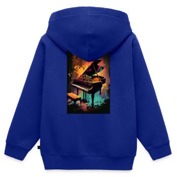 Piano Klavier Instrument Pianiste Klavierspieler - Sweat Premium à capuche zippé enfant bio - bleu roi - Dos - AI Model Kid Male (0cm)