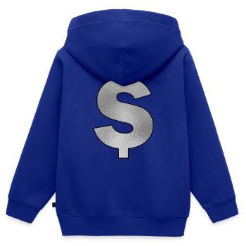 Dollarzeichen Silber - Kinder Premium Organic Zip Hoodie - Royalblau - Hinten - AI Model Kid Male (0cm)