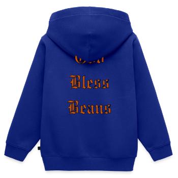 GodBlessBeans - Sweat Premium à capuche zippé enfant bio - bleu roi - Dos - AI Model Kid Male (0cm)
