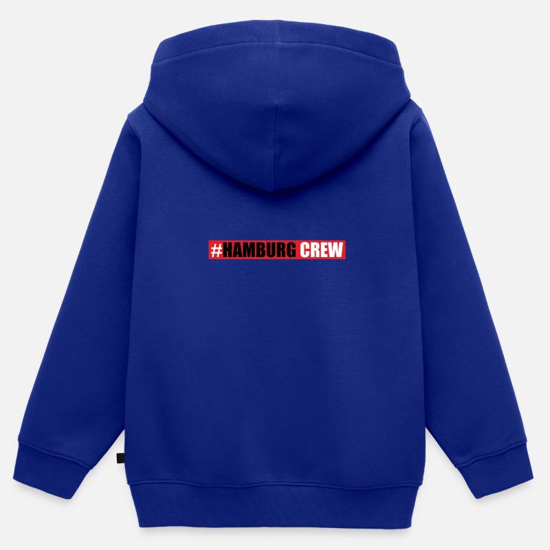 Équipage Hambourg - Sweat Premium à capuche zippé enfant bio - bleu roi