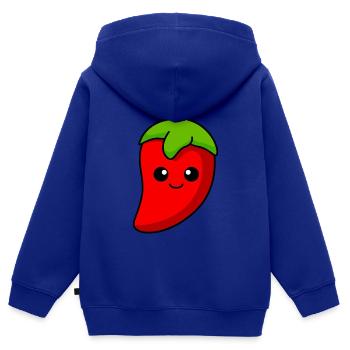 Chilli Comic - Kinder Premium Organic Zip Hoodie - Royalblau - Hinten - AI Model Kid Male (0cm)