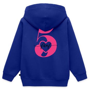 Ziffer Fünf 5 mit Herz - Kinder Premium Organic Zip Hoodie - Royalblau - Hinten - AI Model Kid Male (0cm)