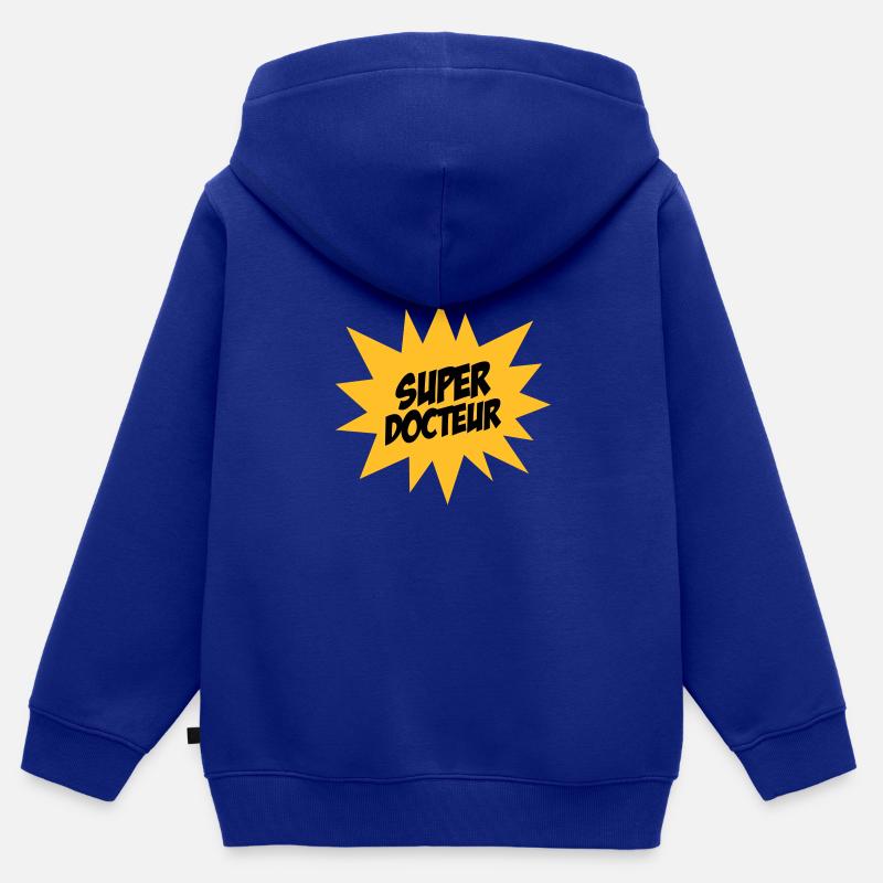 Super docteur ! - Sweat Premium à capuche zippé enfant bio - bleu roi
