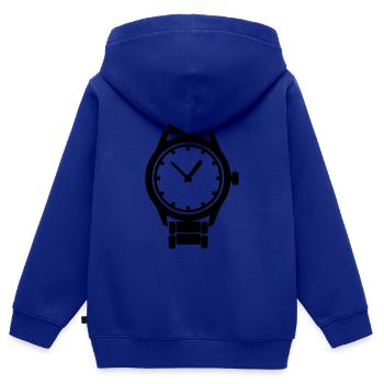 uhr - Kinder Premium Organic Zip Hoodie - Royalblau - Hinten - AI Model Kid Male (0cm)