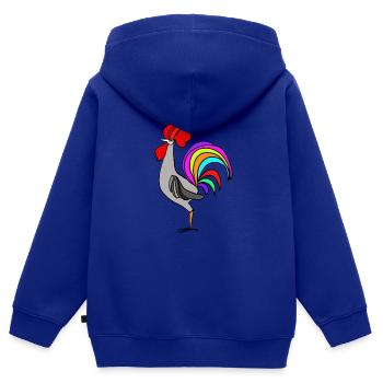 Hahn - Kinder Premium Organic Zip Hoodie - Royalblau - Hinten - AI Model Kid Male (0cm)