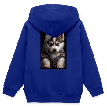 Siberian Husky Dog Puppy - Kids Premium Organic Zip-up Hoodie - royal blue - Back - AI Model Kid Male (0cm)