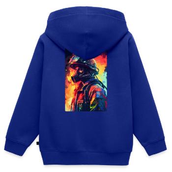 Feuerwehrmann Colorful - Kinder Premium Organic Zip Hoodie - Royalblau - Hinten - AI Model Kid Male (0cm)