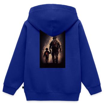 Fils pompier - Sweat Premium à capuche zippé enfant bio - bleu roi - Dos - AI Model Kid Male (0cm)