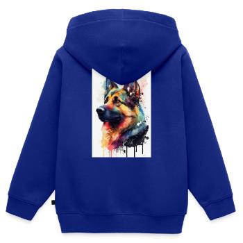 Deutscher Schäferhund Hund Malinois Watercolors - Kinder Premium Organic Zip Hoodie - Royalblau - Hinten - AI Model Kid Male (0cm)