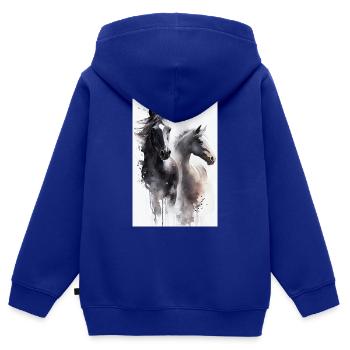 Pferd Pferde Reiten Pferdereiten Sprungreiten - Kinder Premium Organic Zip Hoodie - Royalblau - Hinten - AI Model Kid Male (0cm)