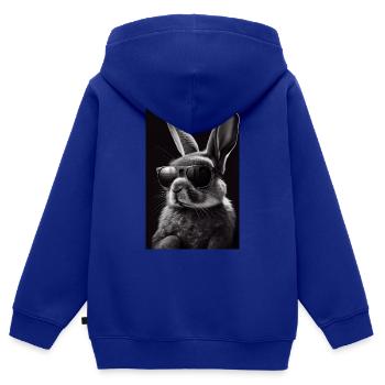 Lapin lapin animal de compagnie Lapin Lapin Lunettes de soleil - Sweat Premium à capuche zippé enfant bio - bleu roi - Dos - AI Model Kid Male (0cm)