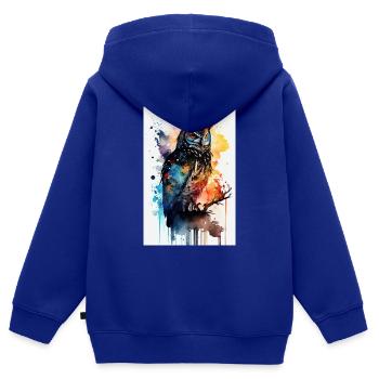 Eule Vogel Tier Eulen Watercolors - Kinder Premium Organic Zip Hoodie - Royalblau - Hinten - AI Model Kid Male (0cm)