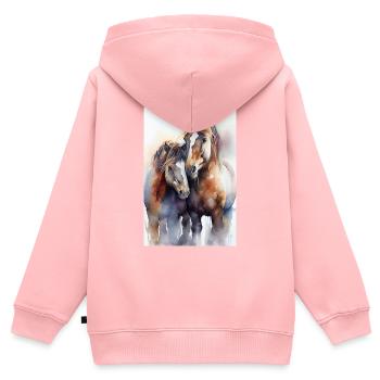 Pferd Pferde Reiten Pferdereiten Sprungreiten - Kinder Premium Organic Zip Hoodie - Rosa - Hinten - AI Model Kid Female (0cm)