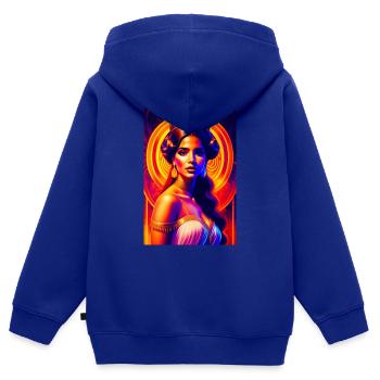 Anitta als Prinzessin im griechischen Jugendstil - Kinder Premium Organic Zip Hoodie - Royalblau - Hinten - AI Model Kid Male (0cm)