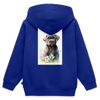 Cane Corso Hund Watercolor - Kinder Premium Organic Zip Hoodie - Royalblau - Hinten - AI Model Kid Male (0cm)