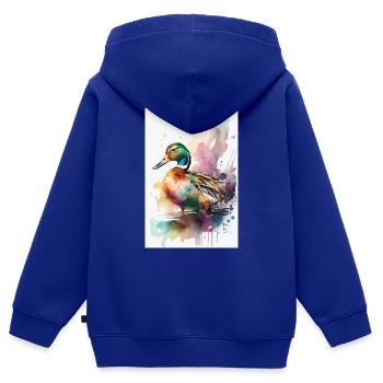 Ente Enten Vogel Tier Quack Watercolors - Kinder Premium Organic Zip Hoodie - Royalblau - Hinten - AI Model Kid Male (0cm)