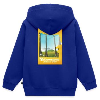 Reiseplakat für die Karte des Yellowstone-Nationalparks - Kinder Premium Organic Zip Hoodie - Royalblau - Hinten - AI Model Kid Male (0cm)