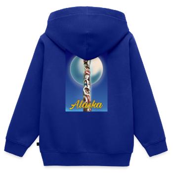 Affiche de voyage du totem de l’Alaska - Sweat Premium à capuche zippé enfant bio - bleu roi - Dos - AI Model Kid Male (0cm)
