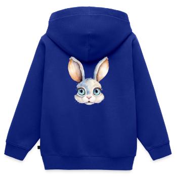 Hase Wasserfarben Zeichnung - Kinder Premium Organic Zip Hoodie - Royalblau - Hinten - AI Model Kid Male (0cm)