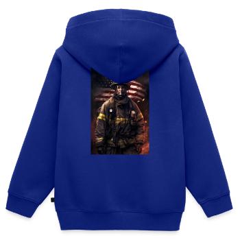 Feuerwehrmann USA - Kinder Premium Organic Zip Hoodie - Royalblau - Hinten - AI Model Kid Male (0cm)