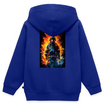 Feuerwehrmann Artwork - Kinder Premium Organic Zip Hoodie - Royalblau - Hinten - AI Model Kid Male (0cm)
