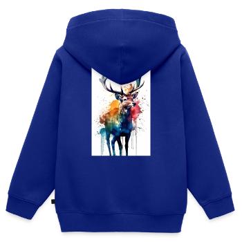Reh Hirsch Jäger Tier Deers - Kinder Premium Organic Zip Hoodie - Royalblau - Hinten - AI Model Kid Male (0cm)
