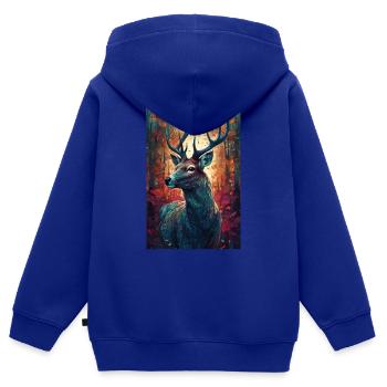 Reh Hirsch Jäger Tier Color - Kinder Premium Organic Zip Hoodie - Royalblau - Hinten - AI Model Kid Male (0cm)