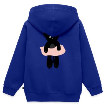Babykatze in der menschlichen Handfläche5 - Kinder Premium Organic Zip Hoodie - Royalblau - Hinten - AI Model Kid Male (0cm)