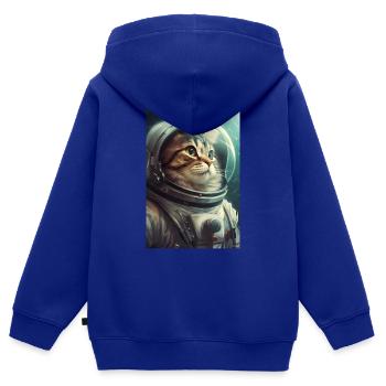 Chat Chat Amoureux Chaton Propriétaire Chaton - Sweat Premium à capuche zippé enfant bio - bleu roi - Dos - AI Model Kid Male (0cm)