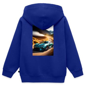 Autorennen - Kinder Premium Organic Zip Hoodie - Royalblau - Hinten - AI Model Kid Male (0cm)