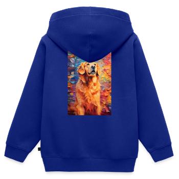 Golden Retriever Dog Colorful - Kids Premium Organic Zip-up Hoodie - royal blue - Back - AI Model Kid Male (0cm)