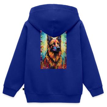 German Shepherd Dog Malinois Color - Kids Premium Organic Zip-up Hoodie - royal blue - Back - AI Model Kid Male (0cm)