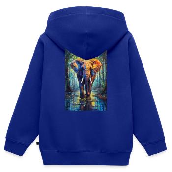 Éléphant Animal Éléphant Zoo Coloré - Sweat Premium à capuche zippé enfant bio - bleu roi - Dos - AI Model Kid Male (0cm)