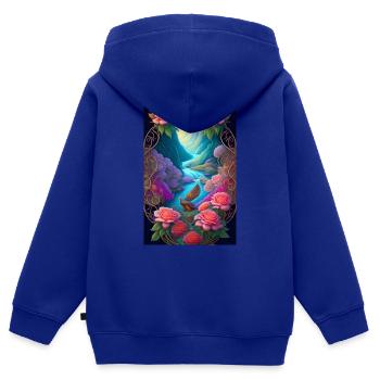 Le Paradis enchanteur (Jones) - Sweat Premium à capuche zippé enfant bio - bleu roi - Dos - AI Model Kid Male (0cm)