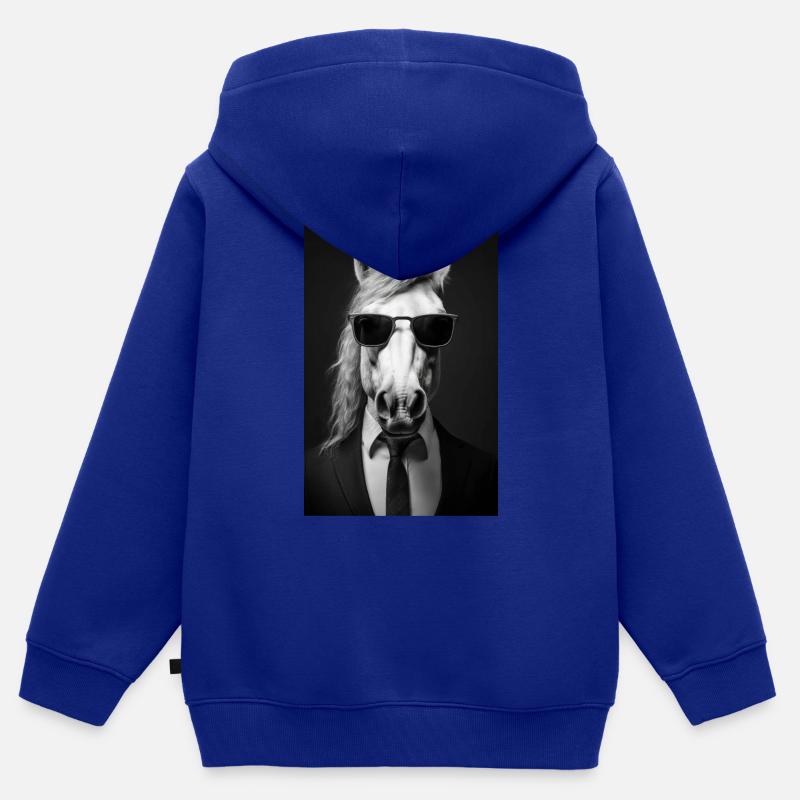 Équitation Équitation Saut d’obstacles - Sweat Premium à capuche zippé enfant bio - bleu roi