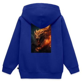 Drache Mystisch Drachen Fantasie Fire - Kinder Premium Organic Zip Hoodie - Royalblau - Hinten - AI Model Kid Male (0cm)