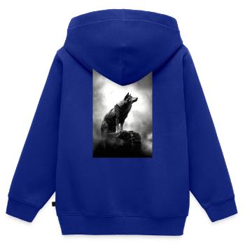 Wolf Wölfe Tier Jaulen Moon - Kinder Premium Organic Zip Hoodie - Royalblau - Hinten - AI Model Kid Male (0cm)