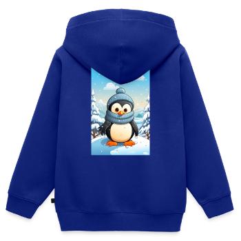 Pinguin im Winterwonderland - Kinder Premium Organic Zip Hoodie - Royalblau - Hinten - AI Model Kid Male (0cm)