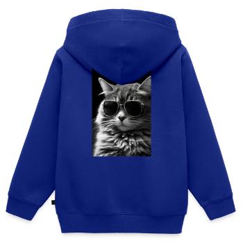 Chat, Amoureux Des Chats, Propriétaire De Chat, Chaton - Sweat Premium à capuche zippé enfant bio - bleu roi - Dos - AI Model Kid Male (0cm)