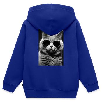 Chat, Amoureux Des Chats, Propriétaire De Chat, Chaton - Sweat Premium à capuche zippé enfant bio - bleu roi - Dos - AI Model Kid Male (0cm)