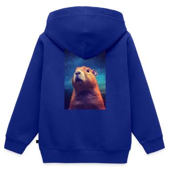 Capybara Capybara Rongeur Animal Nuit Galaxie - Sweat Premium à capuche zippé enfant bio - bleu roi - Dos - AI Model Kid Male (0cm)