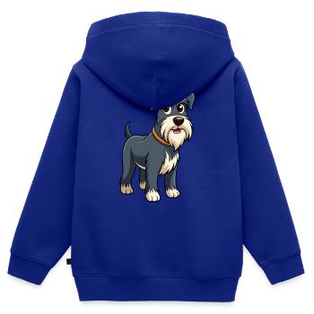 Gracieux Standard Schnauzer chien Art - Sweat Premium à capuche zippé enfant bio - bleu roi - Dos - AI Model Kid Male (0cm)