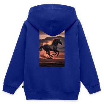 Horse Horse Riding Horse Riding Jumping - Kids Premium Organic Zip-up Hoodie - royal blue - Back - AI Model Kid Male (0cm)