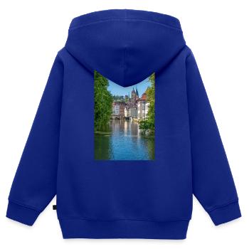 Stadtbild von Esslingen am Neckar von der Agnesbrücke aus - Kinder Premium Organic Zip Hoodie - Royalblau - Hinten - AI Model Kid Male (0cm)