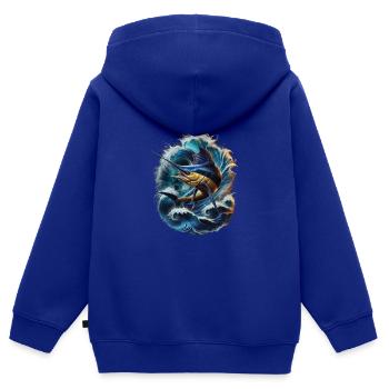 Spearfish - Kinder Premium Organic Zip Hoodie - Royalblau - Hinten - AI Model Kid Male (0cm)
