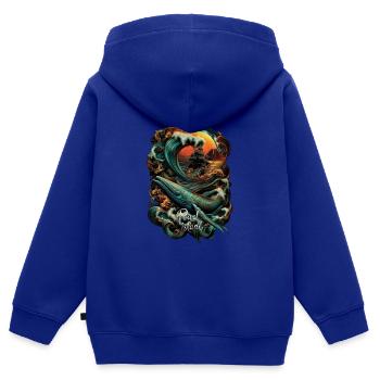 PERLINSEL - Kinder Premium Organic Zip Hoodie - Royalblau - Hinten - AI Model Kid Male (0cm)