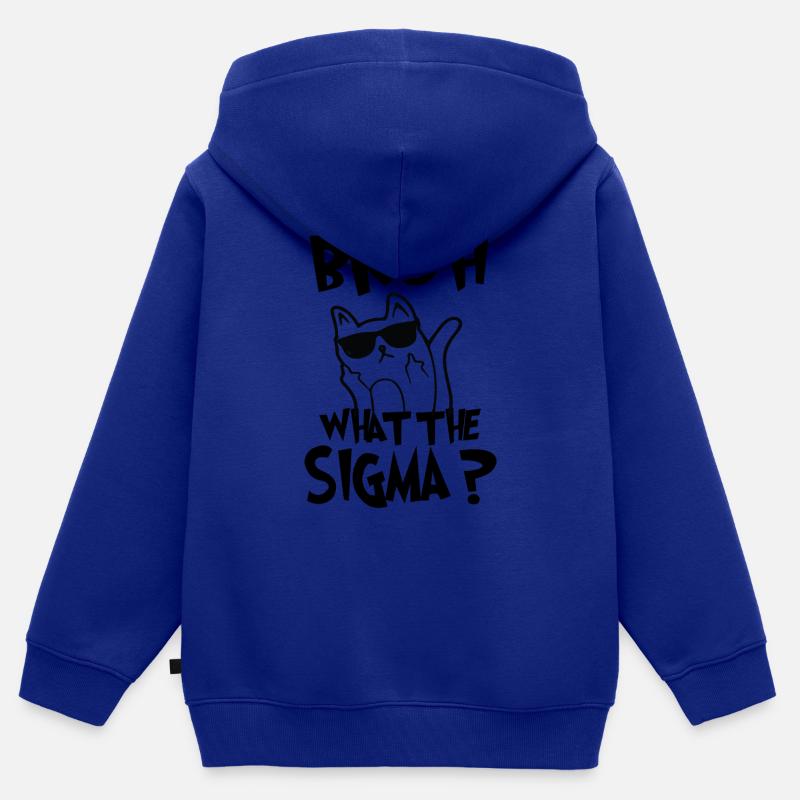 Bruh what the sigma ? - Sweat Premium à capuche zippé enfant bio - bleu roi