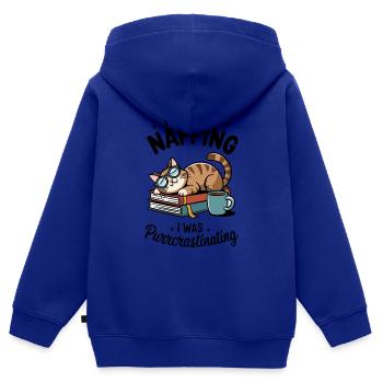 Tier - Schnurren - Kinder Premium Organic Zip Hoodie - Royalblau - Hinten - AI Model Kid Male (0cm)