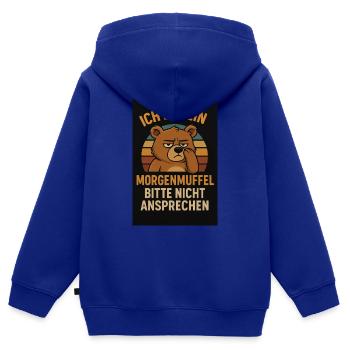 Morgenmuffel - Kinder Premium Organic Zip Hoodie - Royalblau - Hinten - AI Model Kid Male (0cm)